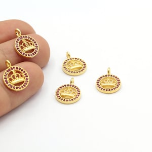 12x16mm 24 k Shiny Gold Plated  Crown of a king Charms , Mini king Pendants , Necklace Findings - GLD1401-1