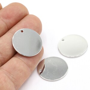 1x22 mm Rhodium Plated Round Disc , Stamping Blank , Coins, Rhodium Plated Laser Engraving Disc, - RDM784