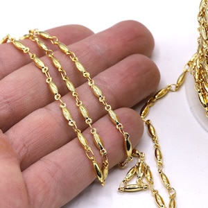 2.8x11mm 24 k Shiny Gold Plated  Chains , Necklace Chains , zigzag  Chains - CHN454