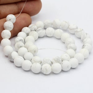 8mm Grade AA Natural Matt White Howlite Beads , Rated Genuine (Natural) Howlite Beads - BK5