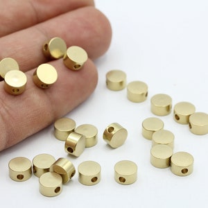 7mm Raw Brass  Spacer Beads , Brass Round Beads , Tube Beads- RAW296