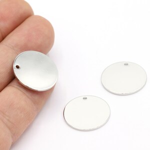 1x20 mm Rhodium Plated Round Disc , Stamping Blank , Coins, Rhodium Plated Laser Engraving Disc, - RDM783