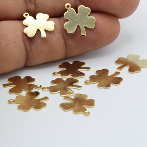 13 x 15 mm 24 k glänzende vergoldete Kleeblatt Anhänger - GLD179