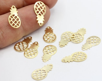 8x16mm 24 k Shiny Gold Plated Pineapple Charms - GLD147