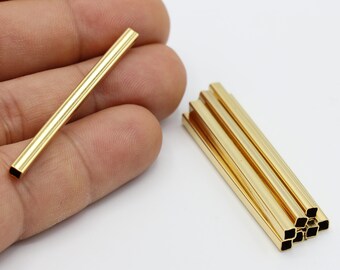 Lot De 2 Tubes Carrés Laiton Massif 10x10 Mm (Épaisseur 1 Mm, Longueur 250 Mm) - Tube Creux Pour Bricolage, Modélisme, Soutien Structurel