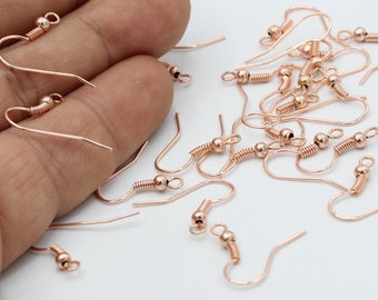 17mm Rose Gold Earring Hooks , Fish Hooks, Ear Wires , Rose Gold Earrings, Earrings Findings - RSG181