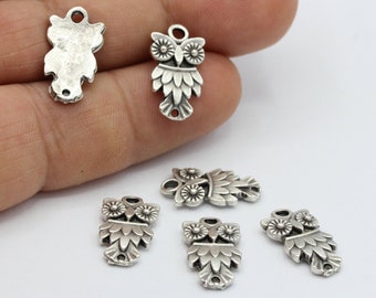 10x20mm Antique Silver Plated Owl Charms , Owl Pendants  - TS290