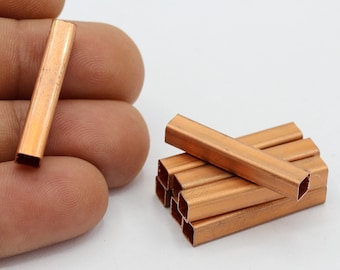 5x5x30mm Raw Copper  Square Tubes , Tube Beads , Tubes  - RAW222