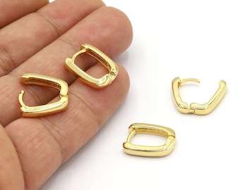 14x17mm 24 K Shiny Gold Plated Earring Findings, Dainty Hoops, Gold Earring Clasps, Gold Plated Earring Earlier, Earring Leverback - GLD333