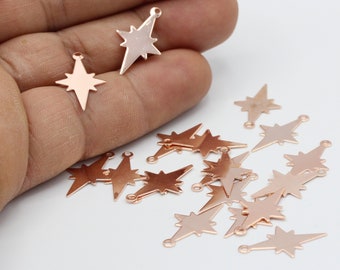 12x21mm Rose Gold Plated North Star Charms - RSG48