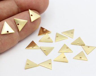 9x10mm 24 k Shiny Gold Plated Triangle Charms - GLD151