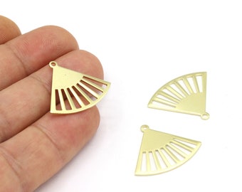 4 pcs 23x26mm Raw Brass Fan Charms, Fan Pendants, Triangle Hand Fan,Raw Brass Pendant, Necklace Findings, Jewelry Making, Raw Brass - RAW578