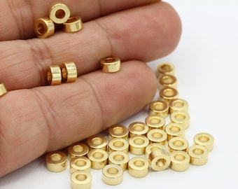 6mm 24 k Shiny Gold Plated Round Beads , Industrial Spacer Beads ,  Round Beads , Rondelle Beads , Gold Plated Findings - GLD660