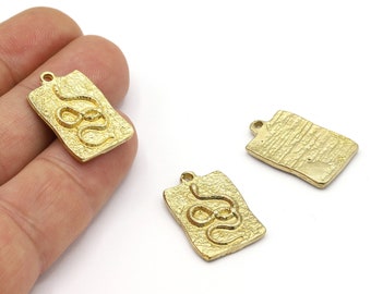 15x26mm Raw Brass Snake Charm, Snake Pendant, Snake Necklace, Raw Brass Snake Pendants, Raw Brass, Charms, Raw Brass, Necklace - RAW613