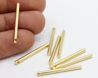 2,3x30mm 24 k Shiny Gold Plated Bar Charms , Round Bar Pendants , Bar Necklace , Connector Bar , Necklace Findings - GLD808