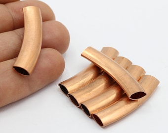 5x9x40mm Raw Copper Curved Tubes , Curved Tube Beads , Cuff Tubes , Bracelet Bangle  -  RAW229