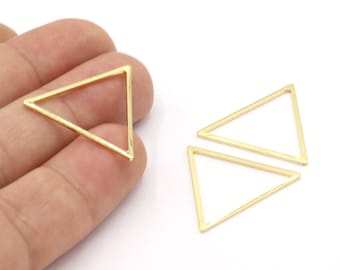 24x27mm 24 K Shiny Gold Plated Triangle Charms, Triangle Pendants, Shiny Gold Plated Triangle Necklace, -GLD1780