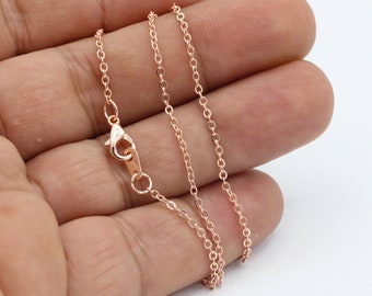 1,5mm Rose Gold Plated Finished Chain, Finished Necklace, Rose Gold Plated Ready-Made Necklace, Rose Gold Plated Soldered Chain - RSG760