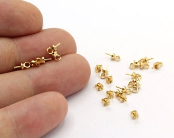 Spilla a vite placcata in oro lucido 3x6,5 mm 24 k, accessori placcati in oro, creazione di gioielli per fornitura di gioielli - GLD1323