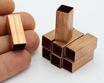 10x10x25mm Raw Copper Square Tubes , Tube Beads , Tubes  - RAW232
