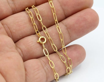 Shiny Gold Plated Finished Chain, Finished Necklace, Gold Plated Ready-Made Necklace, Gold Plated Soldered Chain 24k 3x7mm - GLD815