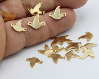 10 x 12 mm 24 Karat glänzend vergoldete Vogel-Charms mit zwei Löchern – GLD167