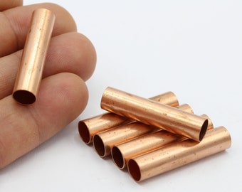 Tubos redondos de cobre crudo de 8 x 35 mm, cuentas tubulares redondas largas, tubos espaciadores - RAW228