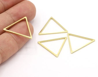 May include: Four gold-coloured triangle-shaped metal charms. The charms are hollow and have a smooth finish.