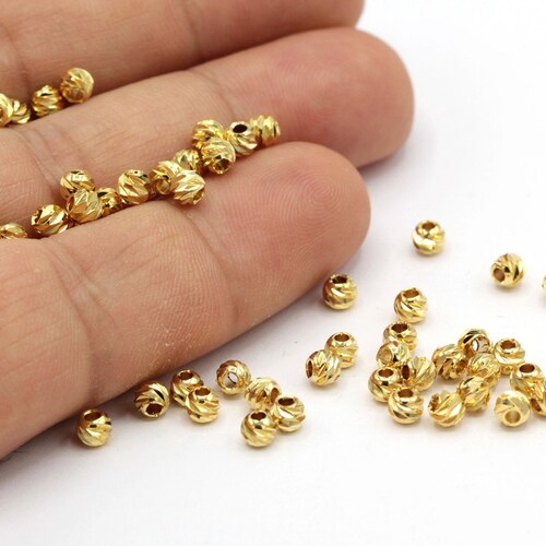 3mm 24 K Shiny Gold Plated Laser Cut Beads Faceted Beads Etsy