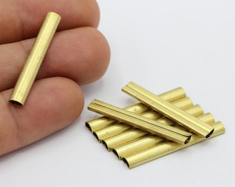 Tubos semicirculares de latón crudo de 2,5 x 4 x 33 mm, cuentas semicirculares largas, tubos - RAW240