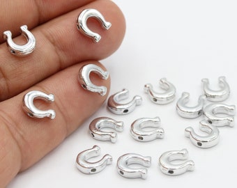 8,5x9,5mm Rhodium Plated Horseshoe Charms , Horseshoe Pendants , Necklace Findings - RDM470