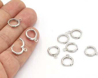 Apprêts de boucle d'oreille 11,5 x 14 mm plaqués rhodium, fermoirs de boucle d'oreille unis - RDM108