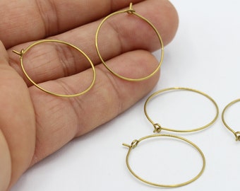 30mm Raw Brass Earring Hoops , Circle earrings - RAW313