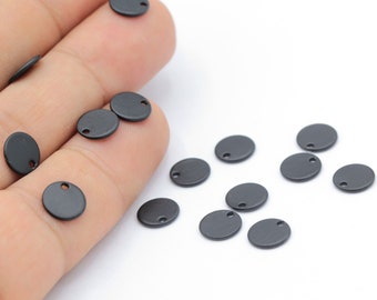Black Plated Round Disc, Black color Stamping Blank , Coins, Black Disc 4 pcs 8mm -TS823