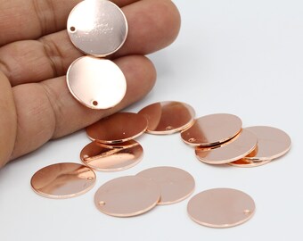 20mm Rose Gold Plated Round Disc , Stamping Blank , Coins - RSG13