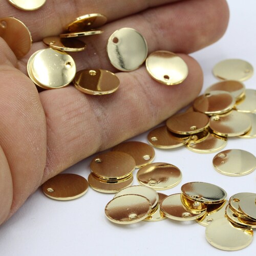 16mm 24 k Shiny gold plated Textured Round Stamping Blanks GLD370 Round