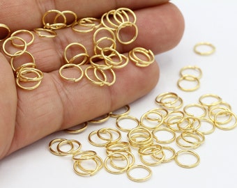 0,8x8mm 24 k Shiny Gold Plated Jump Rings , Connectors - GLD710
