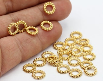 9mm 24 k Shiny Gold Plated Spacer Beads - GLD86