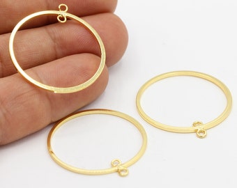 30mm 24 k Shiny Gold Plated Earring Hoop , Earring Findings, Hoop Earrings , Necklace Findings - GLD621