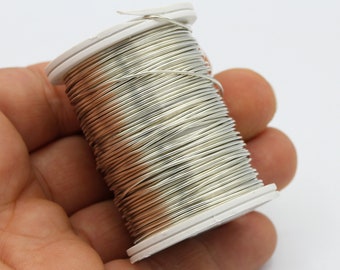 1 Reel ( 9 meters  ) 0,8mm ( 20 gauge ) Silvere Tone Copper Wire , Round Half Hard Wire , Wrapping Wire- MB51