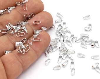 Rhodium Plated  Pendant Bail, Silver Color Chain Bail, Necklace Bail, Pendant Hanger, 7mm - RDM307