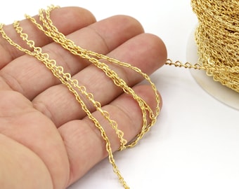 3mm 24 k Shiny Gold Plated Heart Chains , Soldered Heart Chains , Chooker Chains , Necklace Findings - CHN298