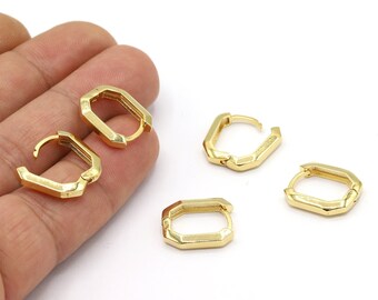 14x17mm 24 K Shiny Gold Plated Earring Findings, Dainty Hoops, Gold Earring Clasps, Gold Plated Earring Earlier, Earring Leverback - GLD332