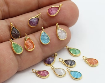 6x11mm 24k ShinyGoldPlated CZ Micro Pave Drop Pendant,CZ Pave Drop Charms,Cubic Zirconia Drop Charms ,Bracelet and Necklace Findings - CZ428
