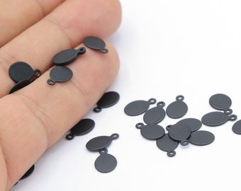 Black Plated Round Disc, Black color Stamping Blank , Coins , Black Disc 4 pcs 9x14 mm -TS820