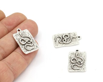 15 x 26 mm Breloque serpent en métal argenté antique, pendentif serpent, collier serpent, breloque serpent en argent antique, accessoires de collier, serpent - TS239