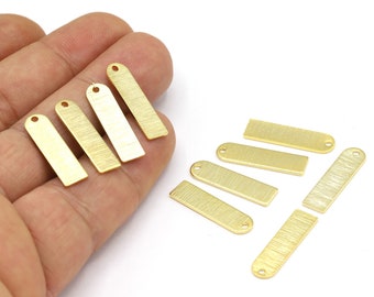 2 Pcs 6x23mm 24K Shiny Gold Plated D Shape Charms,Textured Charms, Textured Blanks, With 1 Hole, Gold Plated Charms, Textured Blank- GLD2045