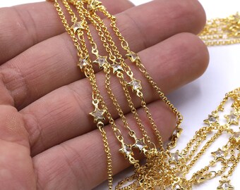 24k glänsande guldpläterade Cz-stjärnkedjor, Zirkoniumstjärnkedjor, Stjärnkedja - CHN4