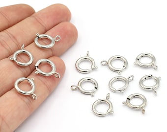 12mm Rhodium Plated Round Spring Clasp , High Quality Claw Clasp - RDM236