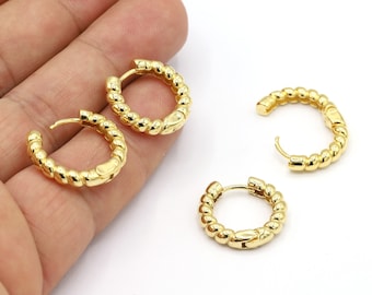19,5mm 24 K Shiny Gold Plated Earring Findings, Dainty Hoops, Gold Earring Clasps, Gold Plated Earring Earlier, Earring Leverback - GLD1769
